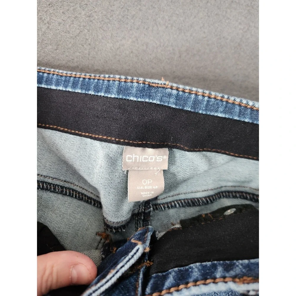Chico's Secret Stretch Scattered Embellished Starburst Jeggings Blue Sz OP US 4P